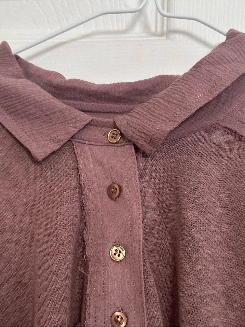 Free People Relaxed Boxy Earthy Taupe Oversized Linen Blend Blouse S Boho Beachy